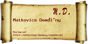 Matkovics Demény névjegykártya